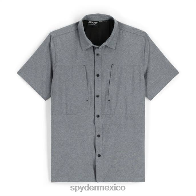 hombres Spyder camisa de manga corta cañón negro vestir TTTDN141