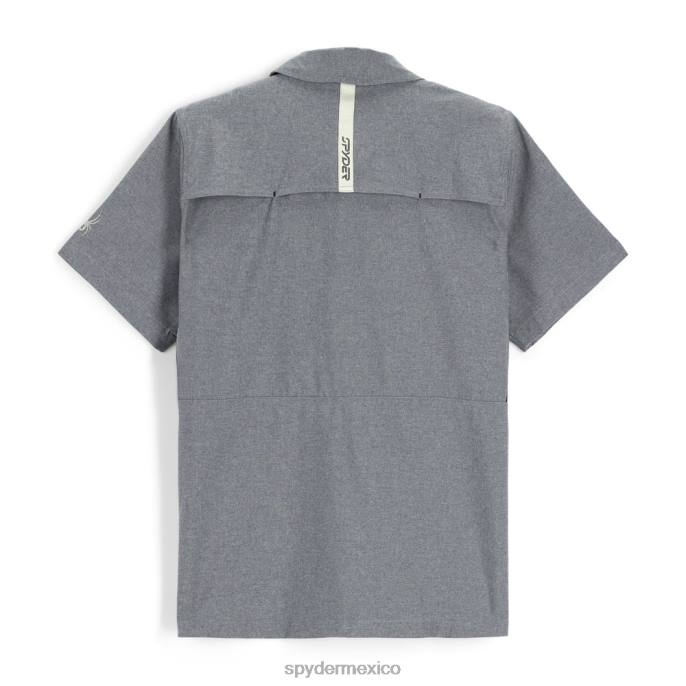 hombres Spyder camisa de manga corta cañón negro vestir TTTDN141