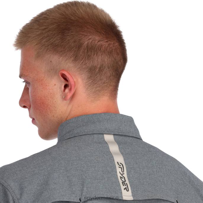 hombres Spyder camisa de manga corta cañón negro vestir TTTDN141