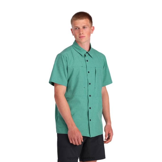 hombres Spyder camisa de manga corta cañón verde verde vestir TTTDN140