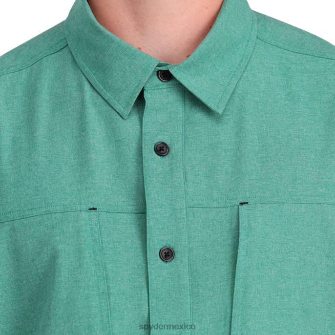 hombres Spyder camisa de manga corta cañón verde verde vestir TTTDN140