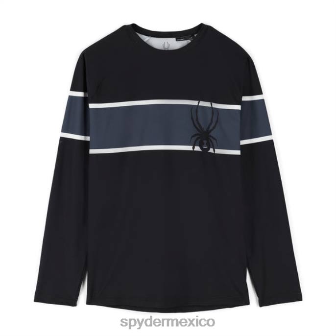 hombres Spyder bomba de cuello redondo y manga larga negro vestir TTTDN160