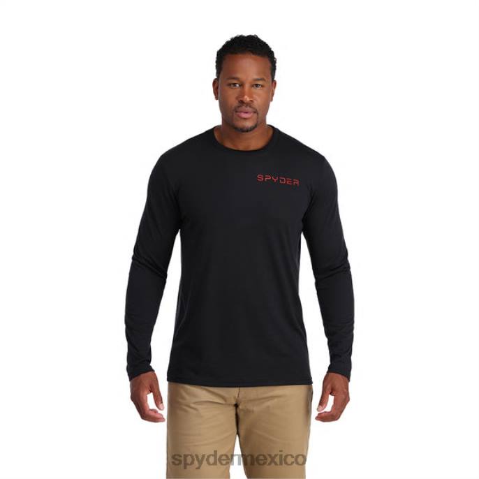 hombres Spyder camiseta técnica con logo negro vestir TTTDN159