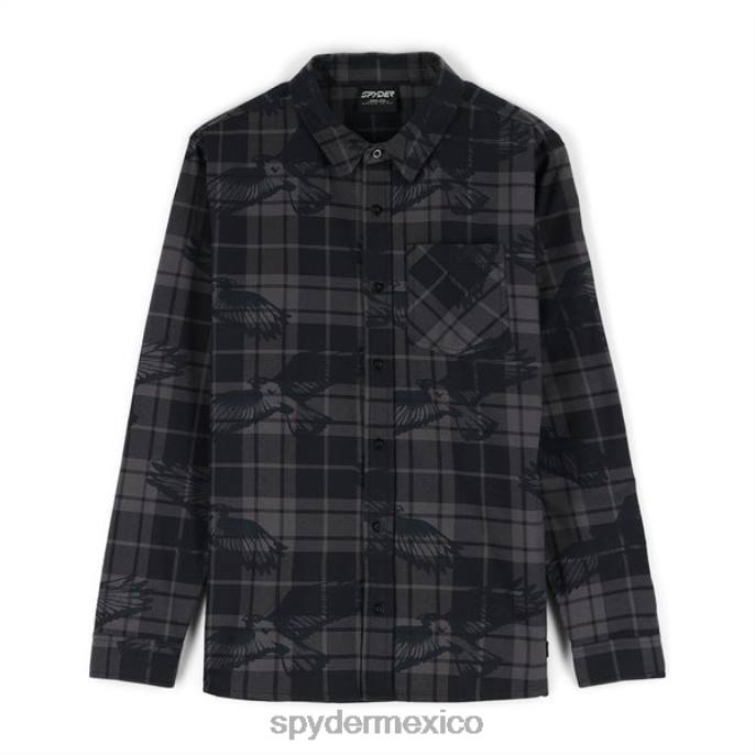 hombres Spyder franela creston negro vestir TTTDN145