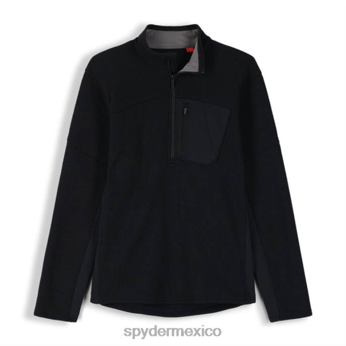 hombres Spyder bandido media cremallera negro vestir TTTDN179
