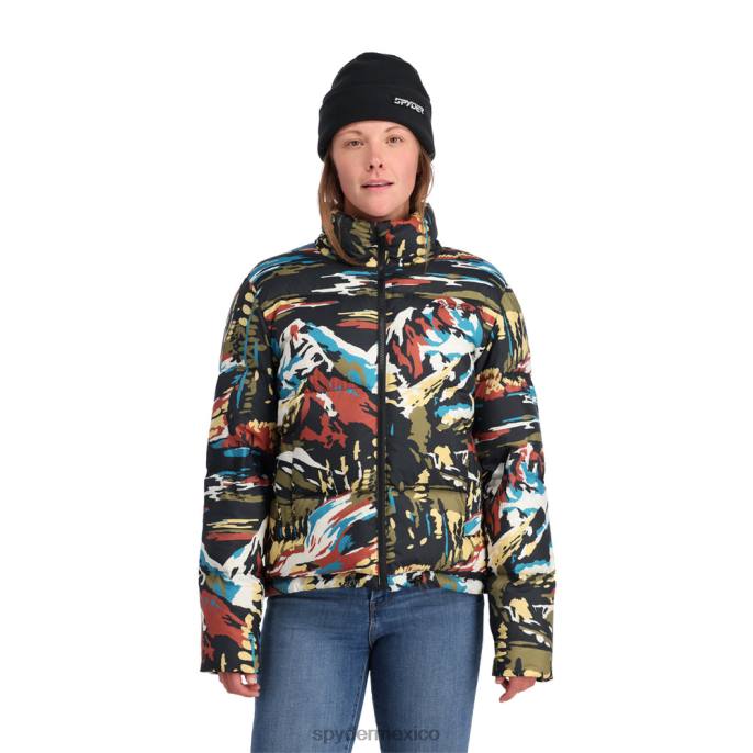 mujer Spyder chaqueta de viento pintura negra por número vestir TTTDN332